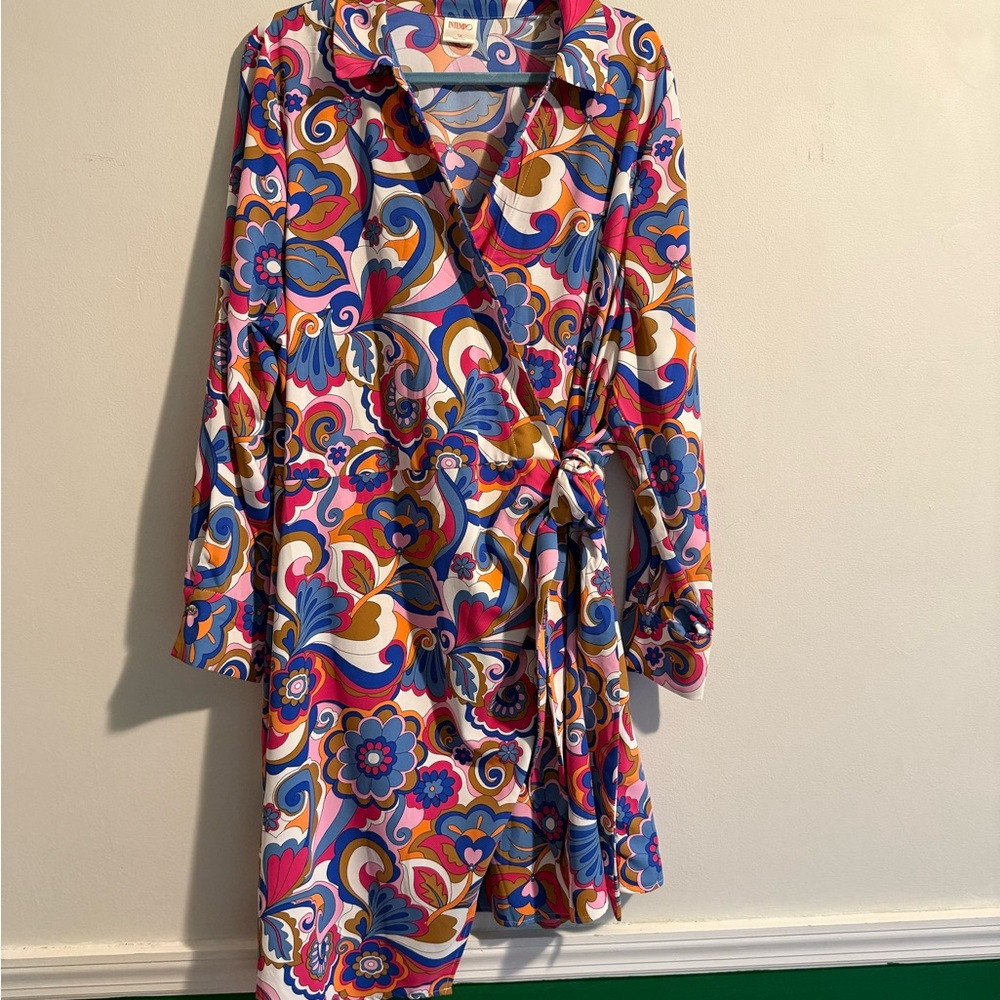 Vibrant Floral Long Sleeve Wrap Dress